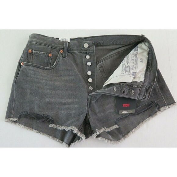 Levi's Premium 501 Women's Sz 31 Gray Distressed High Rise Cut Off Shorts $70+ - Picture 3 of 8